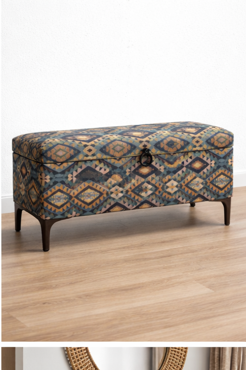 FRA-58/14 Банкетка на мет.ножках с геометричным рисунком